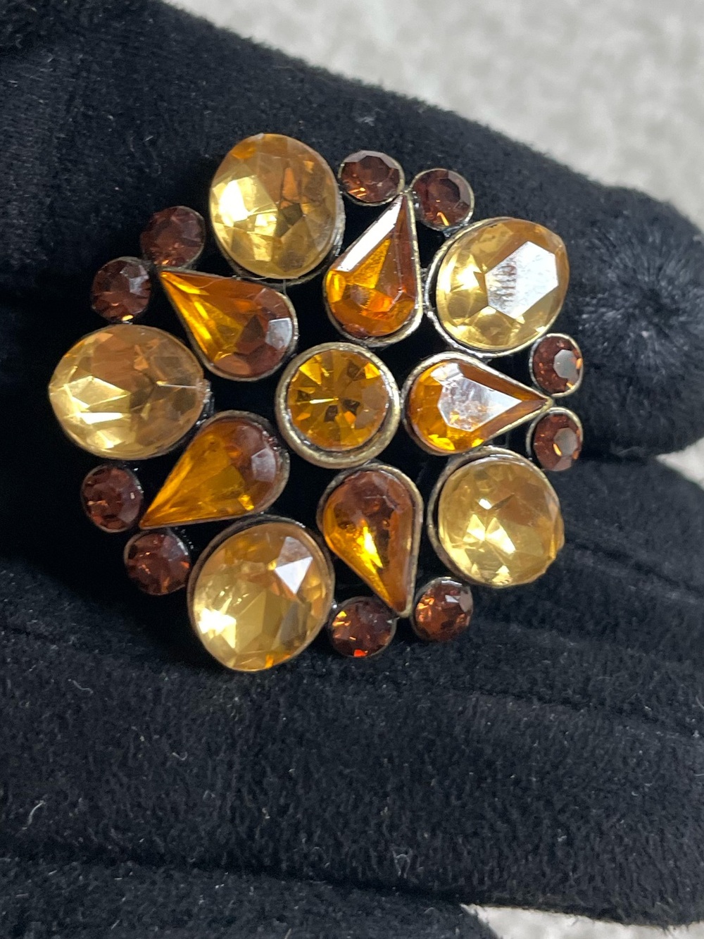 Amber Crystal Cluster brooch